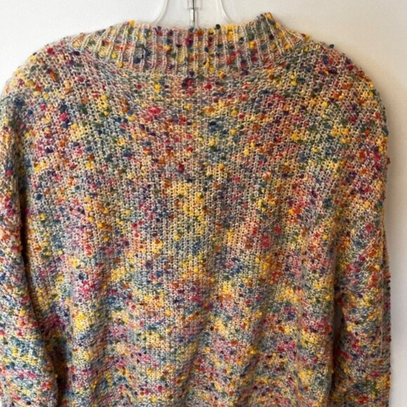 Main Strip Multi Color Confetti V Neck Chunky Boxy Long Sleeve Sweater Small - Picture 5 of 13